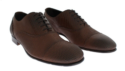 Brown Lizard Derby Formal Dress Mens Shoes