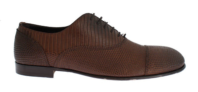 Brown Lizard Derby Formal Dress Mens Shoes