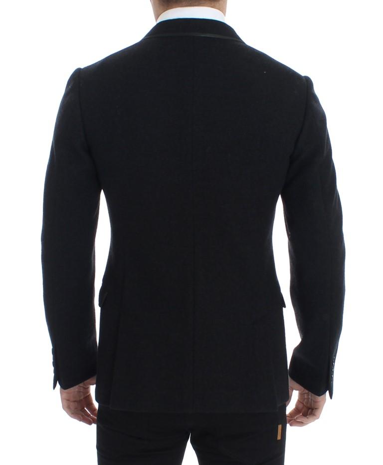 Gray wool two button slim blazer