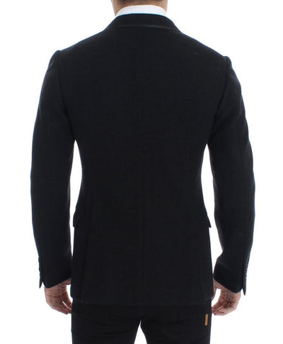 Gray wool two button slim blazer