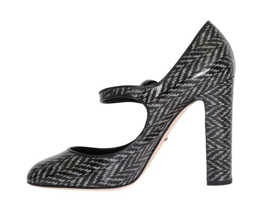 Gray Black Pattern Leather Pumps