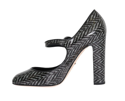 Gray Black Pattern Leather Pumps