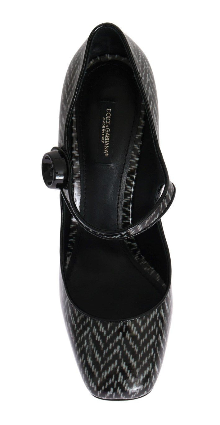 Gray Black Pattern Leather Pumps