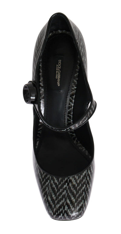 Gray Black Pattern Leather Pumps