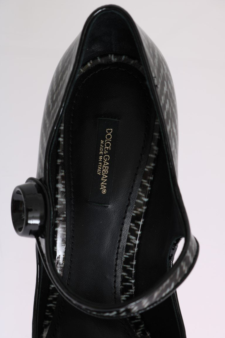 Gray Black Pattern Leather Pumps