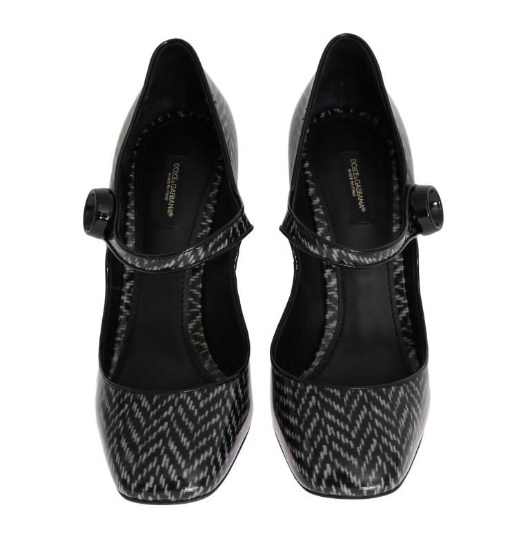 Gray Black Pattern Leather Pumps