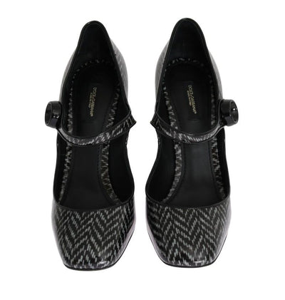 Gray Black Pattern Leather Pumps