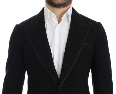 Gray wool two button slim blazer