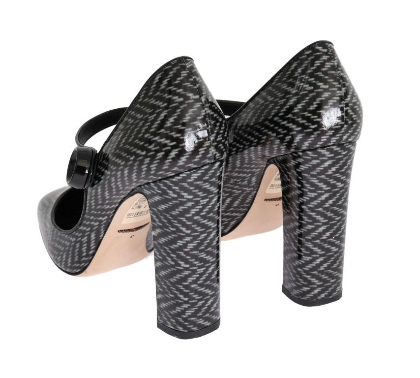 Gray Black Pattern Leather Pumps