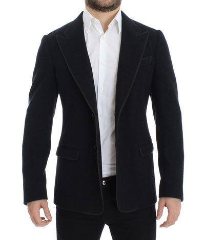Gray wool two button slim blazer
