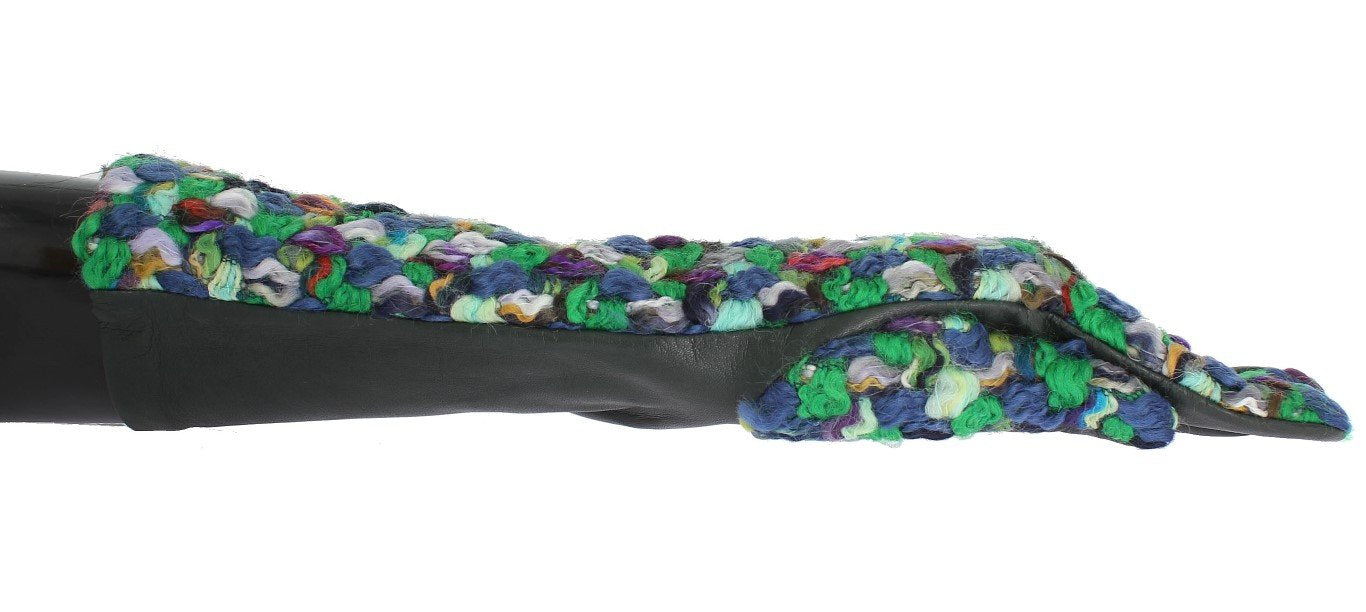 Multicolor Leather Long Gloves