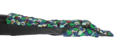 Multicolor Leather Long Gloves