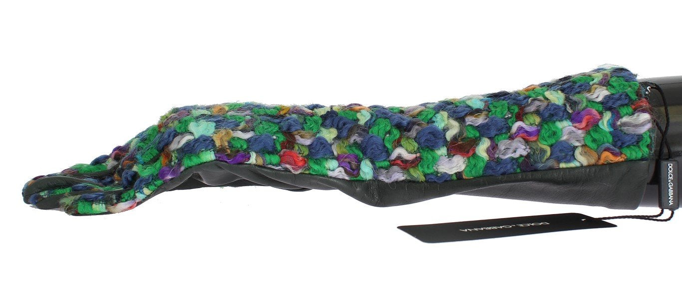 Multicolor Leather Long Gloves