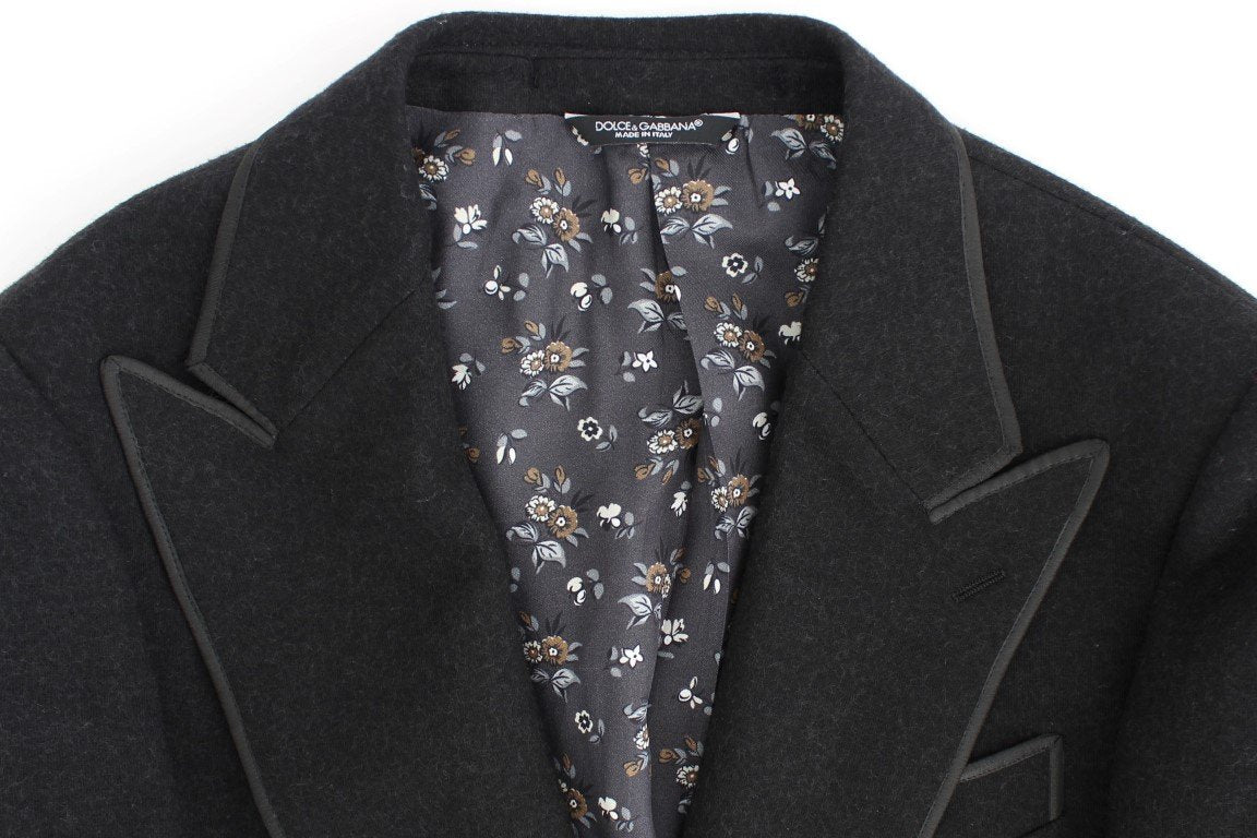 Gray wool two button slim blazer