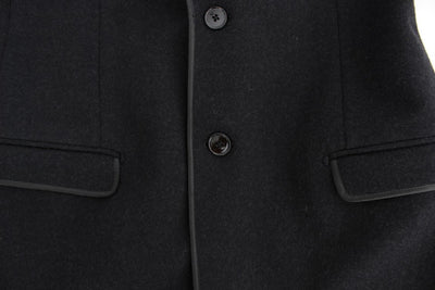 Gray wool two button slim blazer