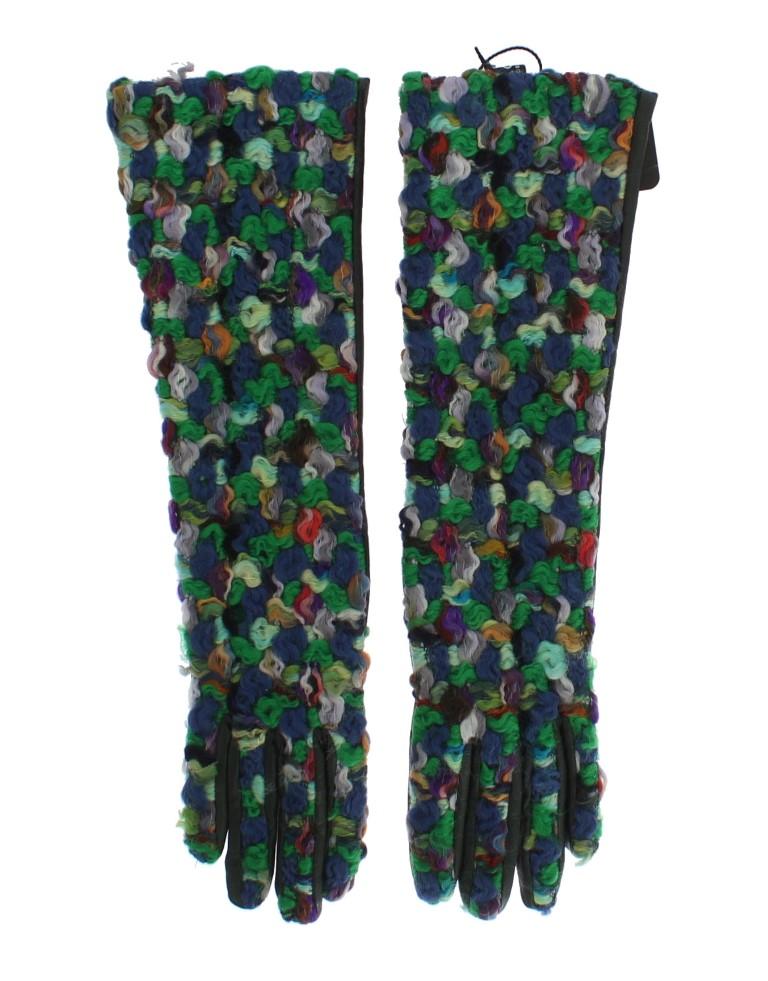 Multicolor Leather Long Gloves