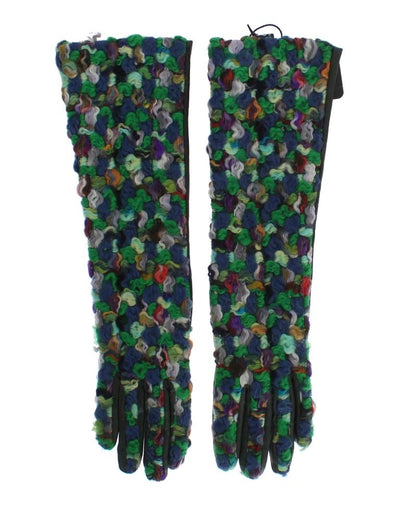 Multicolor Leather Long Gloves