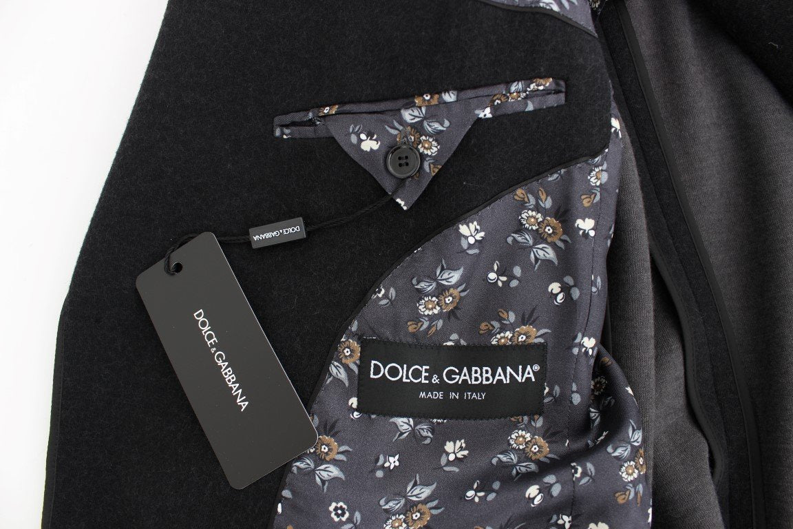 Gray wool two button slim blazer