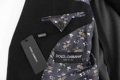 Gray wool two button slim blazer