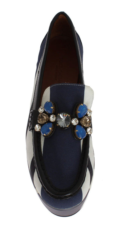Multicolor Wool Leather Crystal Loafers