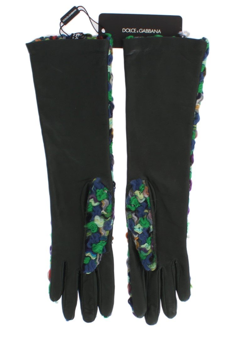 Multicolor Leather Long Gloves