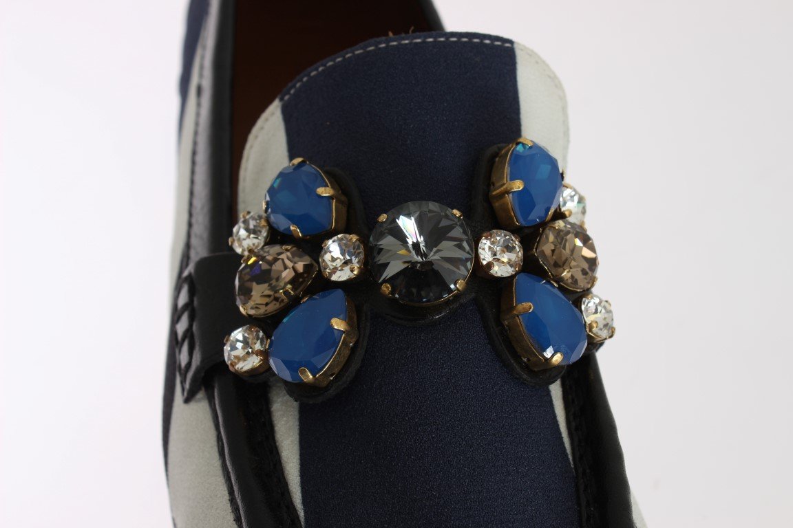 Multicolor Wool Leather Crystal Loafers