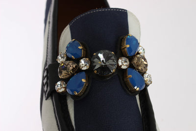 Multicolor Wool Leather Crystal Loafers