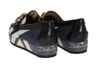 Multicolor Wool Leather Crystal Loafers