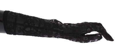 Black Floral Lace Wrist Long Gloves