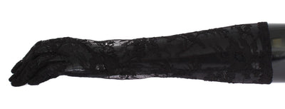Black Floral Lace Wrist Long Gloves