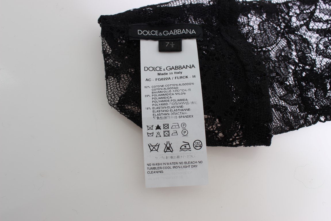 Black Floral Lace Wrist Long Gloves
