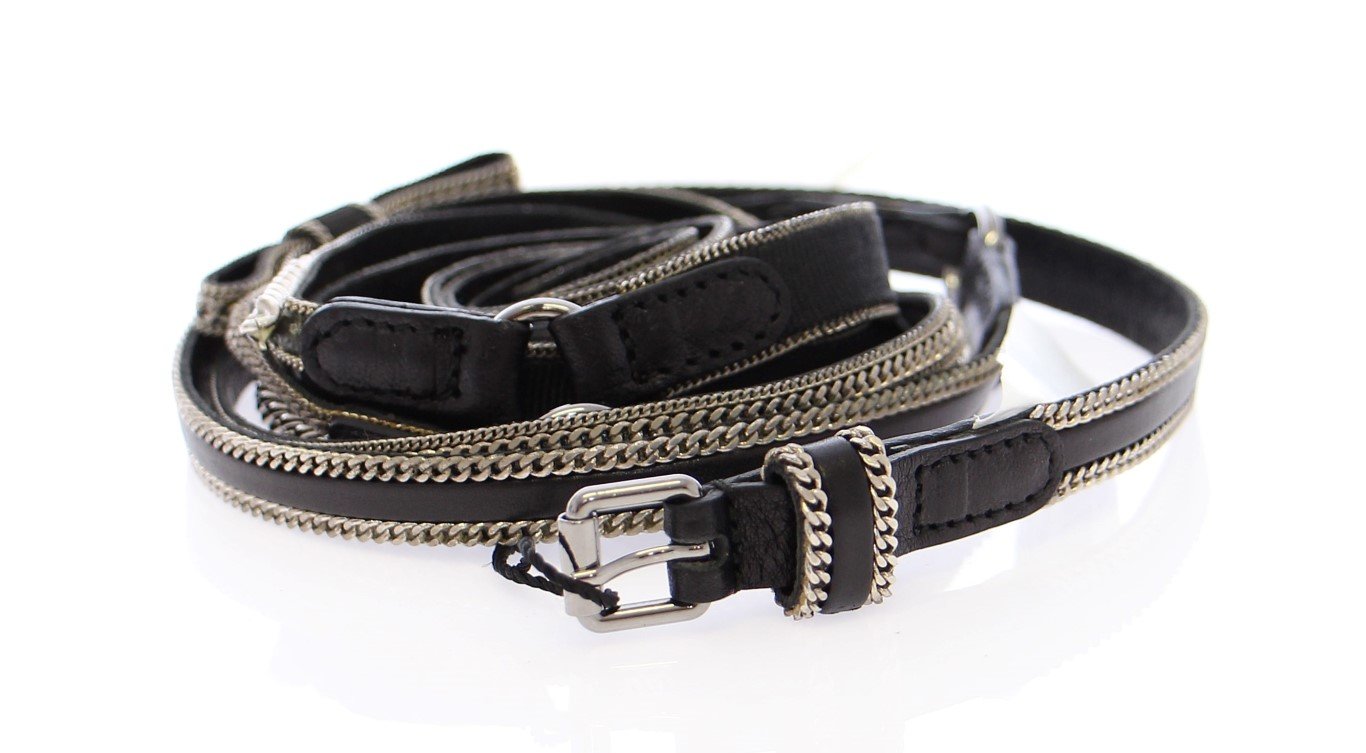 Black Leather Logo Belt