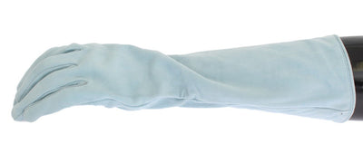 Blue Suede Elbow Button Gloves