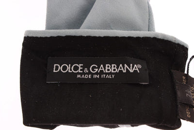 Blue Suede Elbow Button Gloves