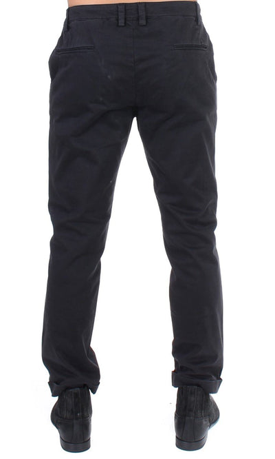 Black cotton stretch waist casual pants