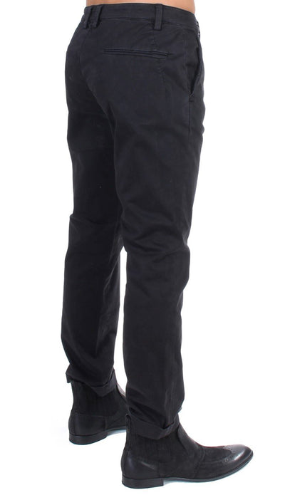 Black cotton stretch casual pants