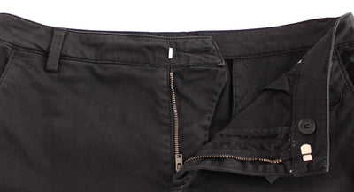 Black cotton stretch casual pants