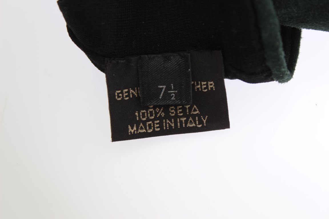 Green Suede Elbow Button Gloves