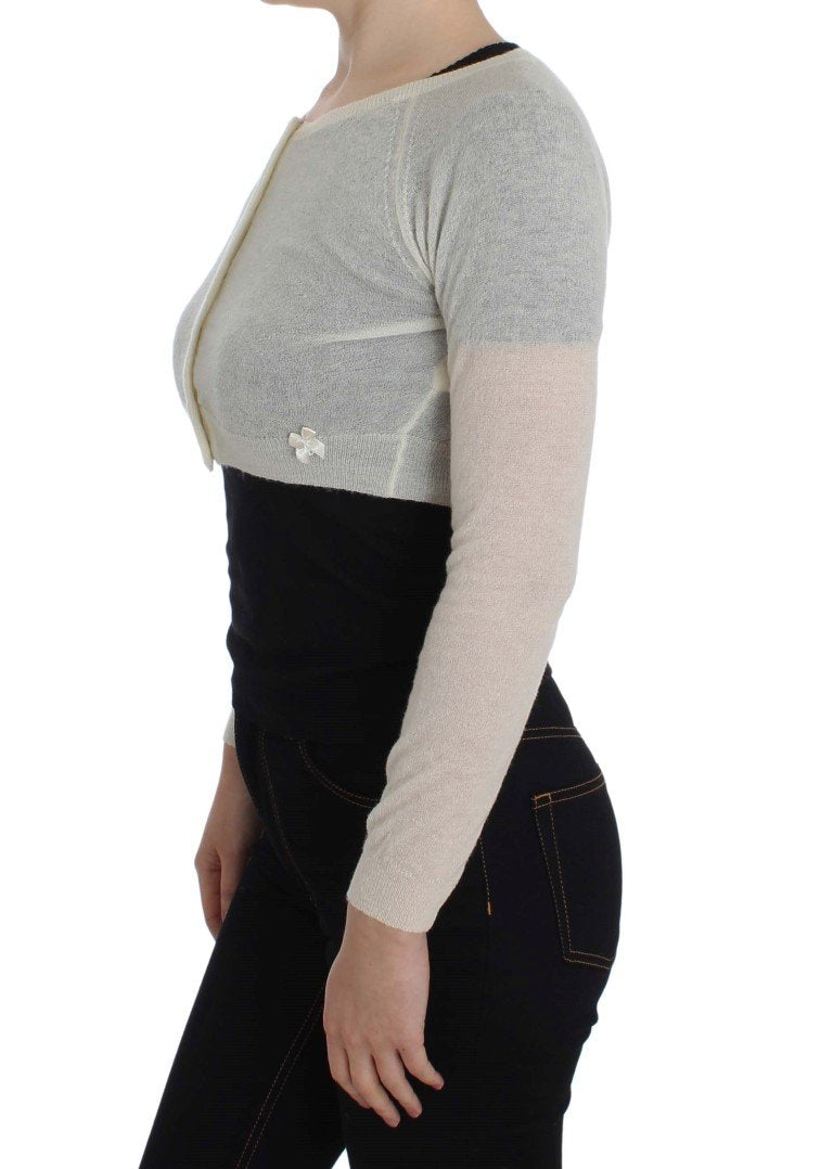 White Wool Blend Sweater Cardigan