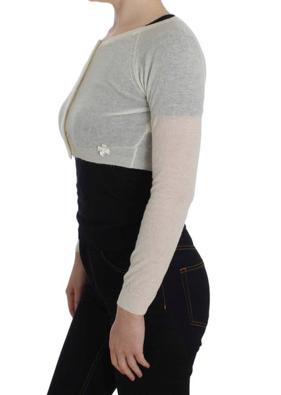 White Wool Blend Sweater Cardigan