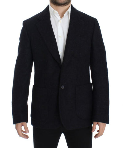 Blue two button alpaga blazer