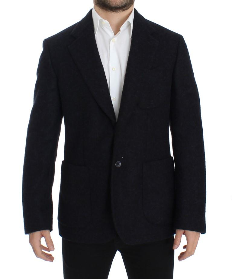 Blue two button alpaga blazer