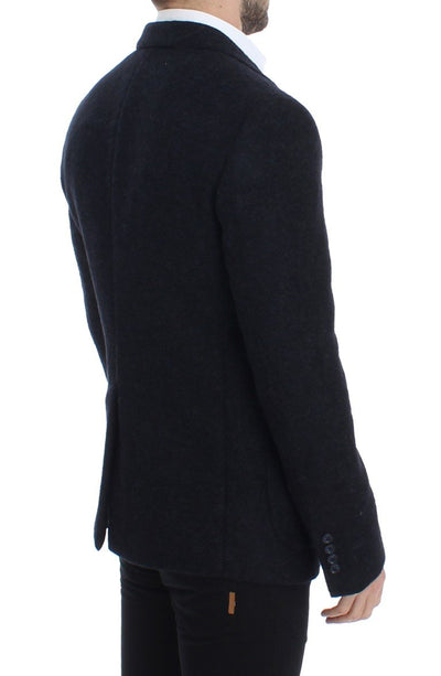 Blue two button alpaga blazer