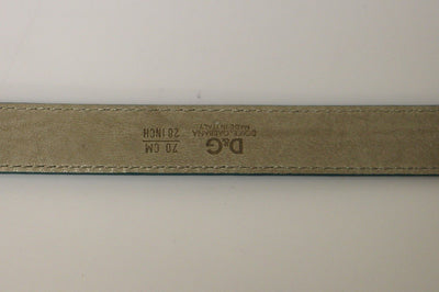 Blue Leather Logo Belt