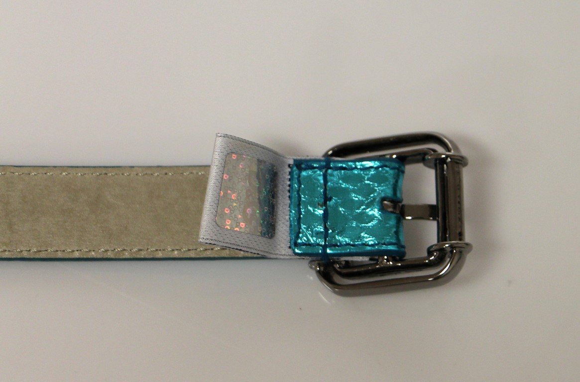 Blue Leather Logo Belt