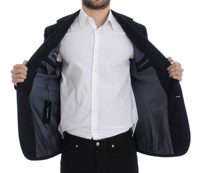 Blue two button alpaga blazer
