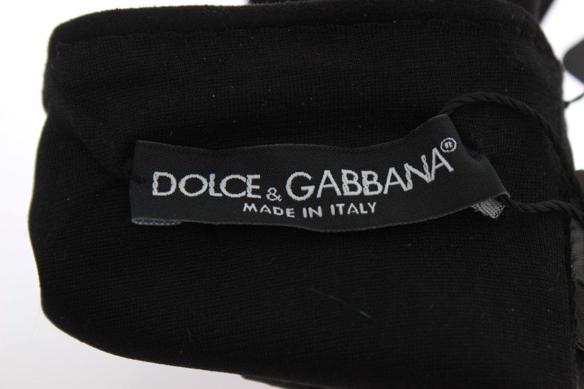 Black Suede Elbow Button Gloves