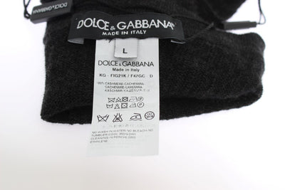 Gray Ribbed Cashmere Elbow Long Gloves