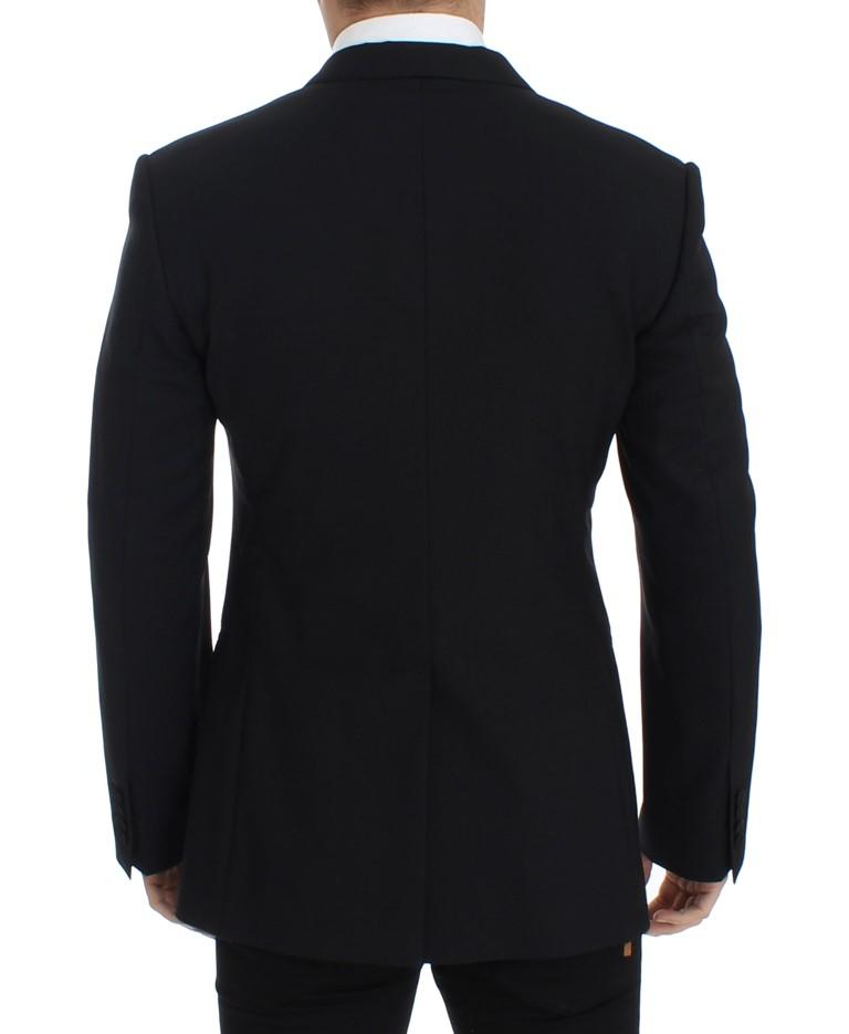 Black wool stretch slim fit blazer