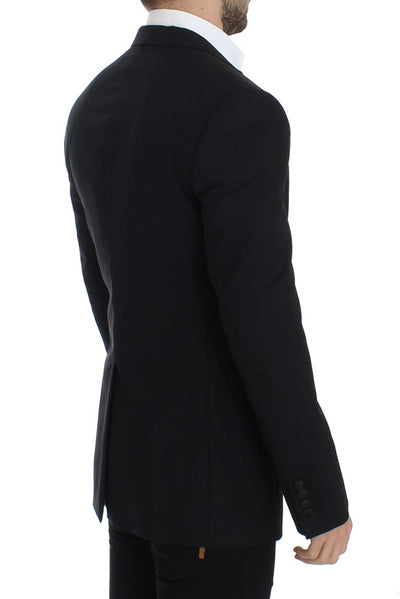 Black wool stretch slim fit blazer